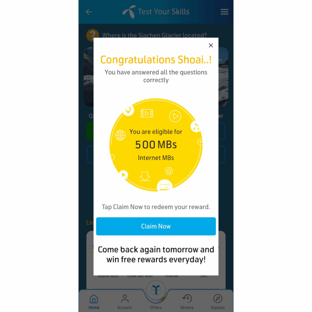 Telenor Quiz Reward